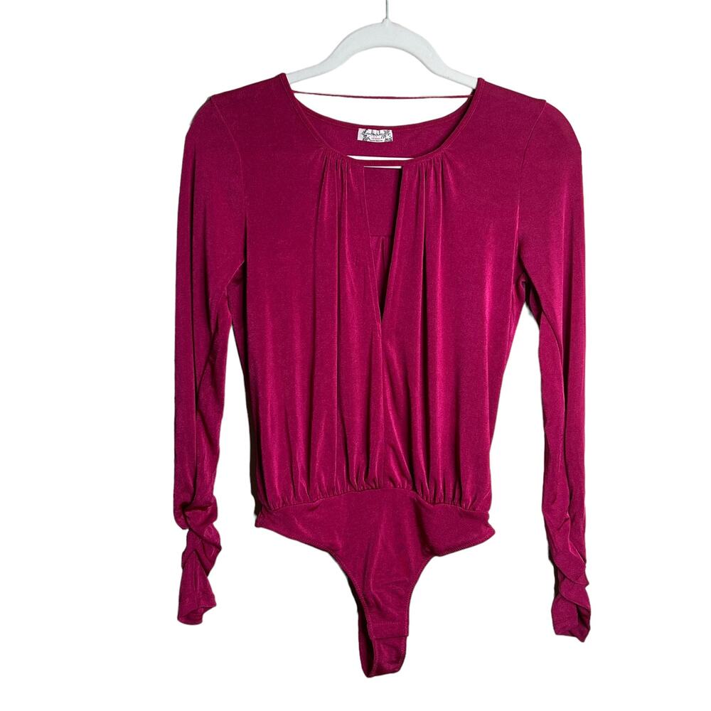 Free People Kaya Long sleeve bodysuit size XS Pink Rose Hypnotic NWOT